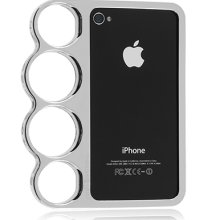 Apple
          <em>iPhone</em> 4 / 4S Brass
          <em>Knuckles</em> Bumper <em>Case</em>
          - Silver